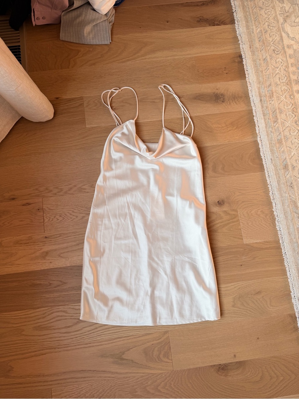NWT Zara Home Satin Cowl Neck Slip Dress in Light Cream